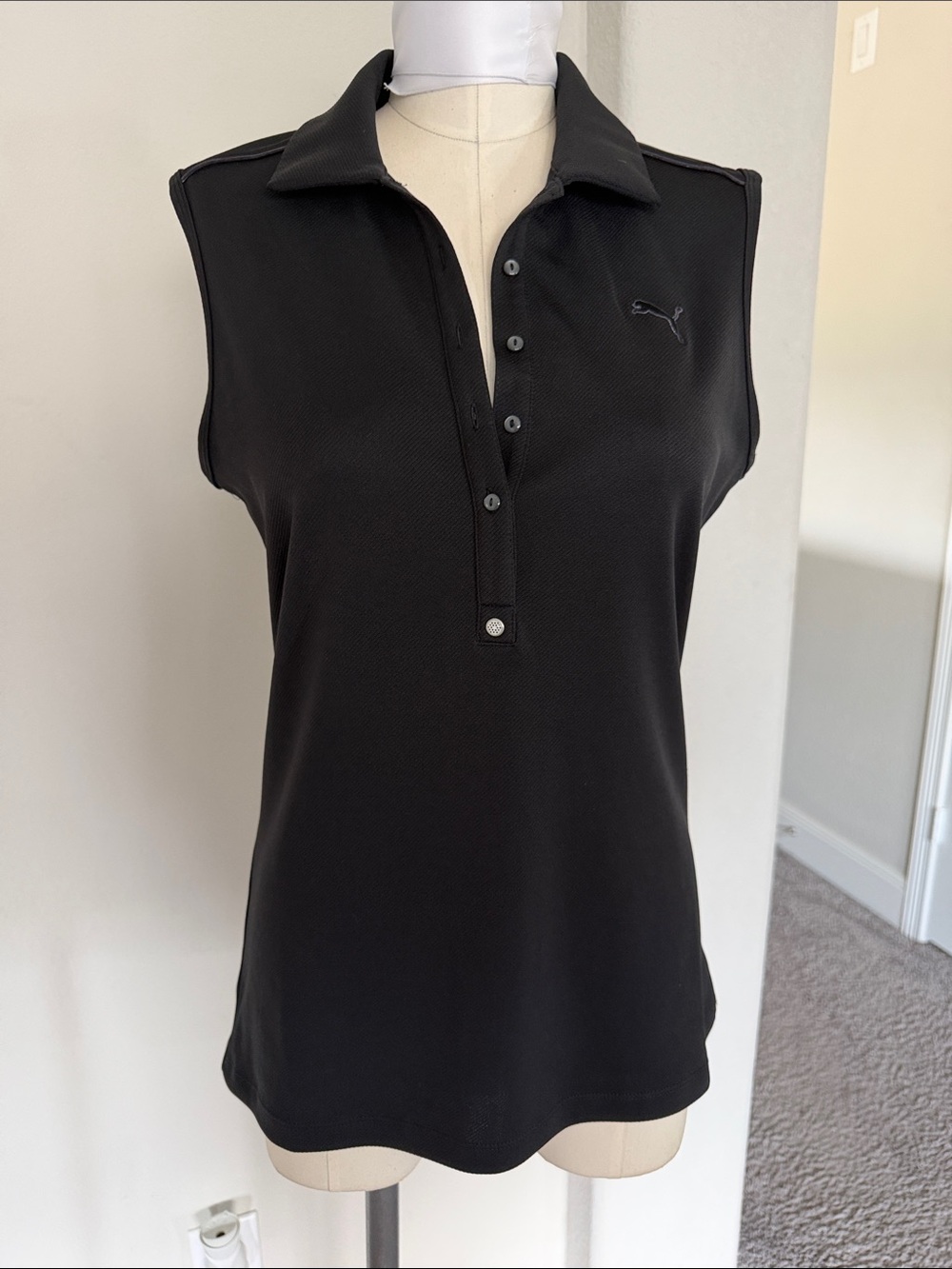 Puma Black Sleeveless Polo Golf Tank Top